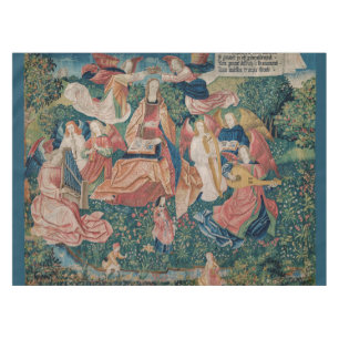 Happy Life in Paradise Garden Medieval Tapestry Tafelkleed