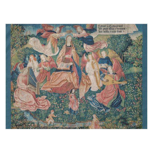 Happy Life in Paradise Garden Medieval Tapestry Tafelkleed (Voorkant (Horizontaal))