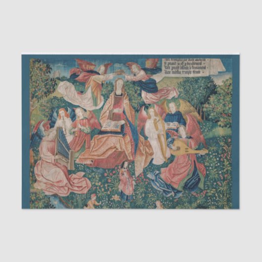 Happy Life in Paradise Garden Medieval Tapestry Tissuepapier (Voorkant)