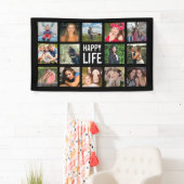 Happy Life Photo Collage Black Custom Banner (Insitu)