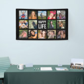 Happy Life Photo Collage Black Custom Banner (Beurs)
