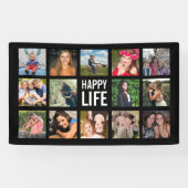 Happy Life Photo Collage Black Custom Banner (Horizontaal)