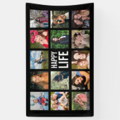 Happy Life Photo Collage Black Custom Banner (Verticaal)