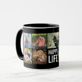 Happy Life Photo Collage Black Custom Coffee Mok (Voorkant links)