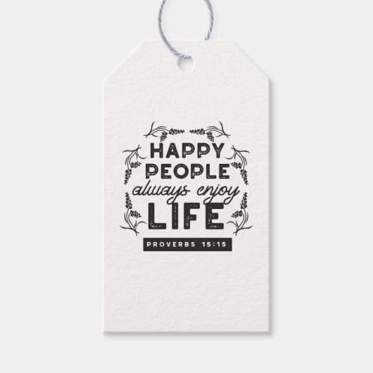 Happy Life with Faith – Proverbs 15:15 Art Cadeaulabel (Voorkant)