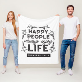 Happy Life with Faith – Proverbs 15:15 Art Fleece Deken
