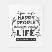 Happy Life with Faith – Proverbs 15:15 Art Fleece Deken (Voorkant)