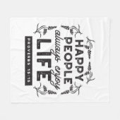 Happy Life with Faith – Proverbs 15:15 Art Fleece Deken (Voorkant (Horizontaal))