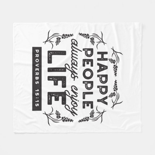 Happy Life with Faith – Proverbs 15:15 Art Fleece Deken (Voorkant (Horizontaal))