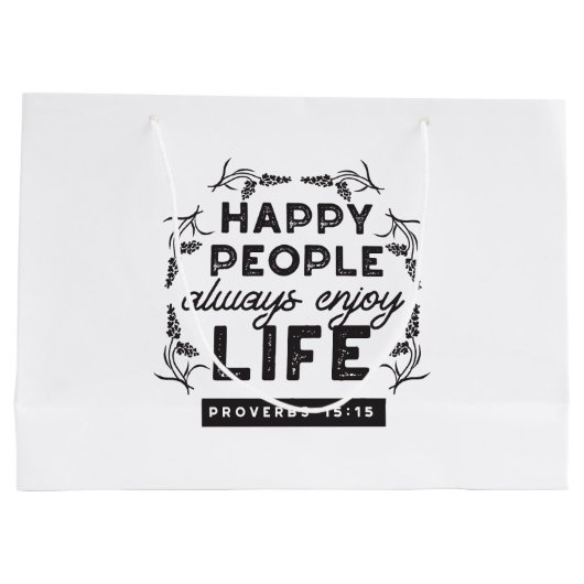 Happy Life with Faith – Proverbs 15:15 Art Groot Cadeauzakje (Achterkant)