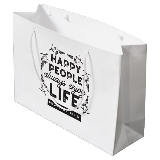 Happy Life with Faith – Proverbs 15:15 Art Groot Cadeauzakje (Achterkant Gekanteld)