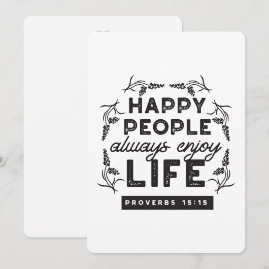Happy Life with Faith – Proverbs 15:15 Art Kaart (Voorkant / Achterkant)