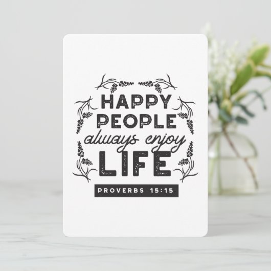 Happy Life with Faith – Proverbs 15:15 Art Kaart (Staand voorkant)