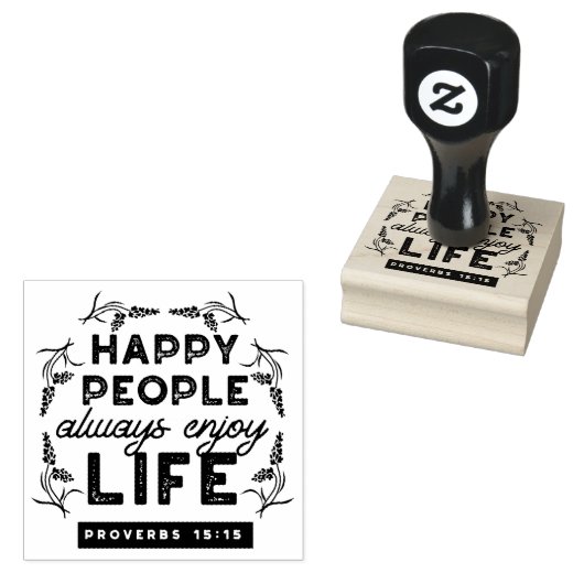 Happy Life with Faith – Proverbs 15:15 Art Rubberstempel (Gestempeld)