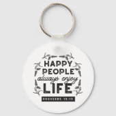Happy Life with Faith – Proverbs 15:15 Art Sleutelhanger (Achterkant)