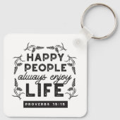 Happy Life with Faith – Proverbs 15:15 Art Sleutelhanger (Achterkant)