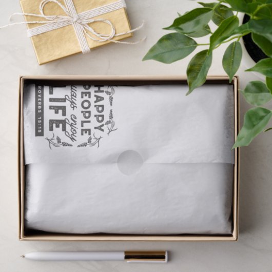 Happy Life with Faith – Proverbs 15:15 Art Tissuepapier (Geschenk)