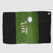 Happy Life woord voor golfhanddoek (Horizontaal)