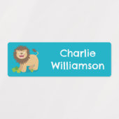Happy Lion brullende cartoon gepersonaliseerd Labels (Design 2)