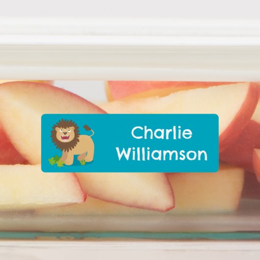Happy Lion brullende cartoon gepersonaliseerd Labels (Aangebracht)