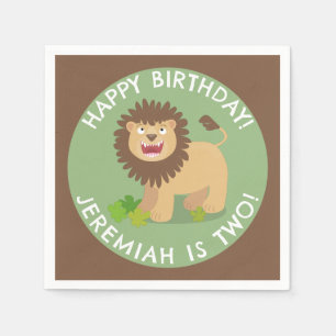 Happy lion brullende cartoon gepersonaliseerd servet