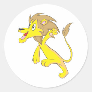 Happy Lion Cartoon Ronde Sticker