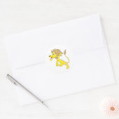 Happy Lion Cartoon Ronde Sticker (Envelop)