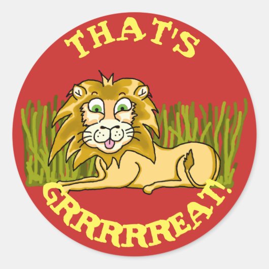Happy Lion Classic Round Sticker (Voorkant)