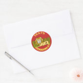 Happy Lion Classic Round Sticker (Envelop)