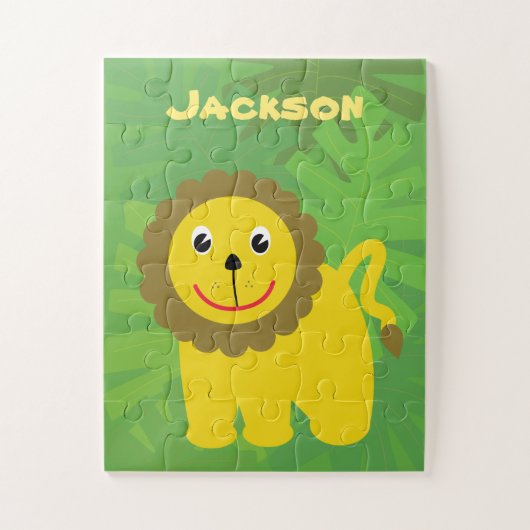 Happy Lion Little Kinder Personalized Legpuzzel (Verticaal)