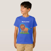 Happy lion met vlinder cartoon design t-shirt (Voorkant volledig)