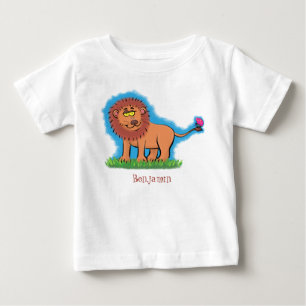 Happy lion met vlinderse cartoon illustratie