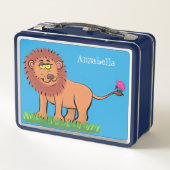 Happy lion met vlinderse cartoon illustratie (Achterkant)