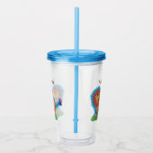 Happy lion met vlinderse cartoon illustratie acryl drinkbeker (Rechts)