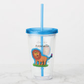 Happy lion met vlinderse cartoon illustratie acryl drinkbeker (Voorkant)