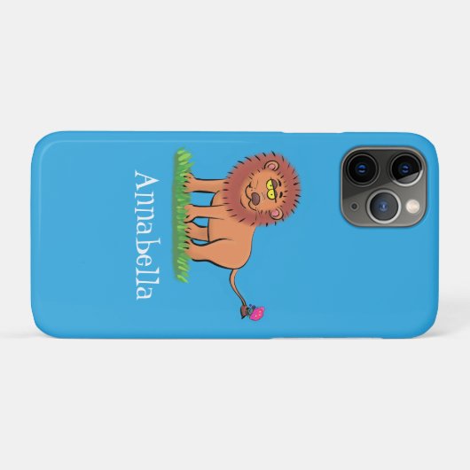 Happy lion met vlinderse cartoon illustratie Case-Mate iPhone case (Achterkant (horizontaal))