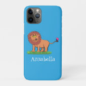 Happy lion met vlinderse cartoon illustratie Case-Mate iPhone case (Achterkant)