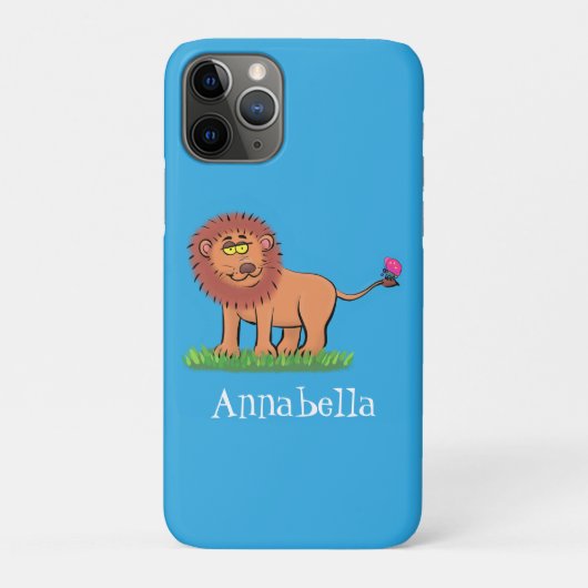 Happy lion met vlinderse cartoon illustratie Case-Mate iPhone case (Achterkant)