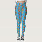 Happy lion met vlinderse cartoon illustratie leggings (Voorkant)