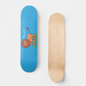 Happy lion met vlinderse cartoon illustratie persoonlijk skateboard (Voorkant)