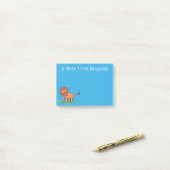 Happy lion met vlinderse cartoon illustratie post-it® notes (Op bureau)