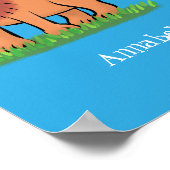 Happy lion met vlinderse cartoon illustratie poster (Hoek)