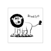 Happy lion met vlinderse cartoon illustratie rubberstempel (Afrduk)