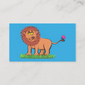 Happy lion met vlinderse cartoon illustratie visitekaartje (Achterkant)