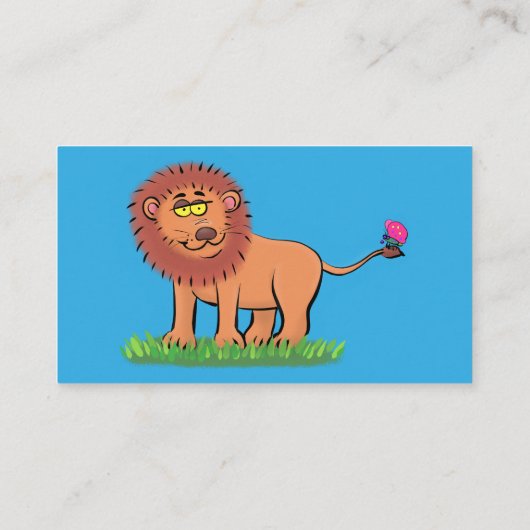 Happy lion met vlinderse cartoon illustratie visitekaartje (Achterkant)