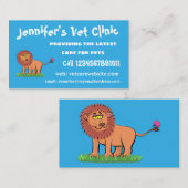 Happy lion met vlinderse cartoon illustratie visitekaartje (Voorkant / Achterkant)
