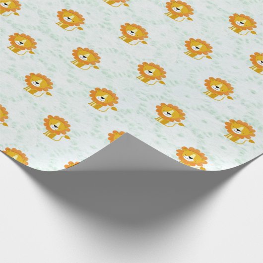 Happy Lion Pattern Schattige Modern Cadeaupapier (Hoek)