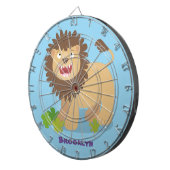 Happy lion Roaring cartoon illustratie Dartbord (Voorkant Rechts)