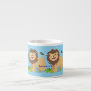 Happy lion Roaring cartoon illustratie Espresso Kop