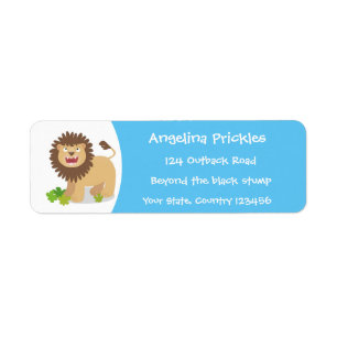 Happy lion Roaring cartoon illustratie Etiket